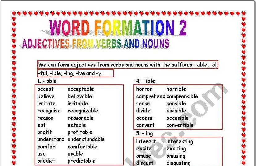 Word formation verbs. Word formation verb Noun. Word formation adjectives from Nouns. Word formation adjectives