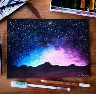 Космос гуашью поэтапно