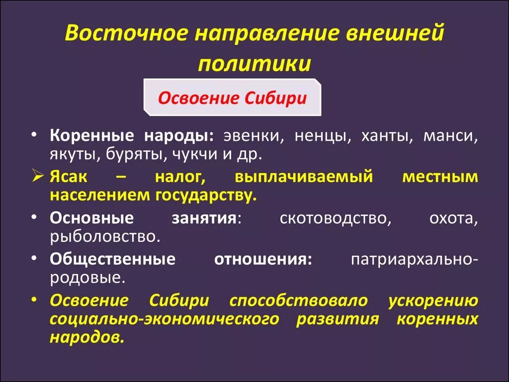 Восточное направление внешней политики 17 века