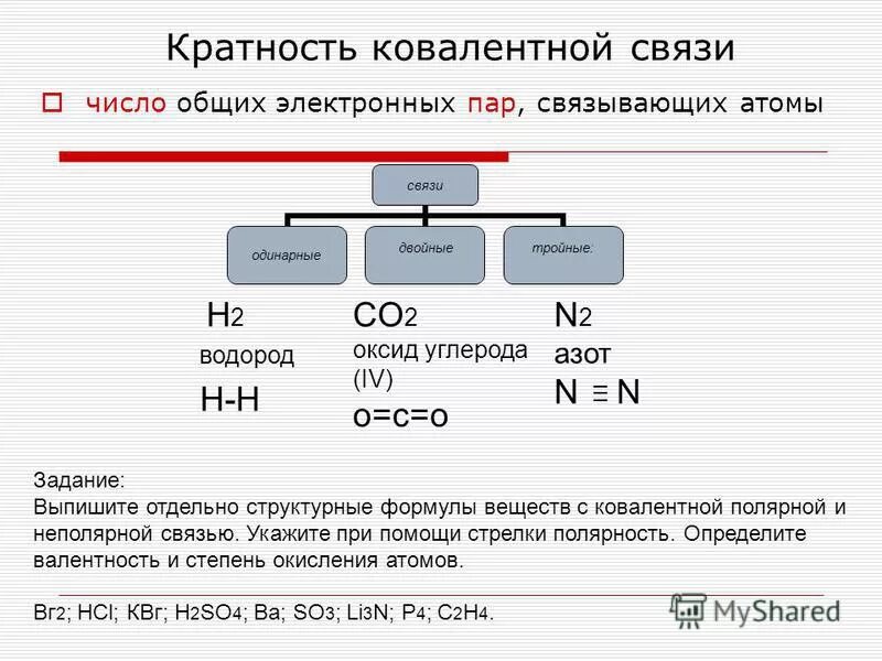 Как определить кратность связи. Кратность связи с2. Ковалентная неполярная связь h2s.