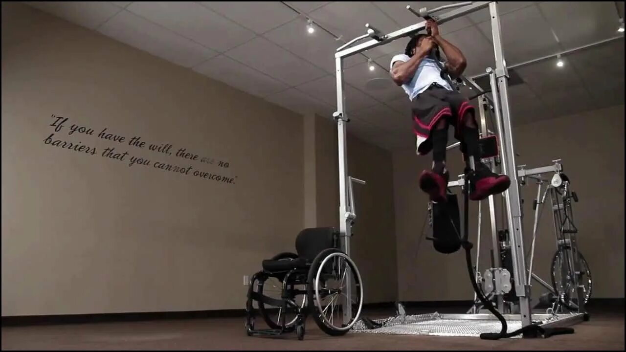 Arming disabled. Nissin wheelchair. механикал инвалид. hall for training disabled people. racing wheelchair for the disabled machine.