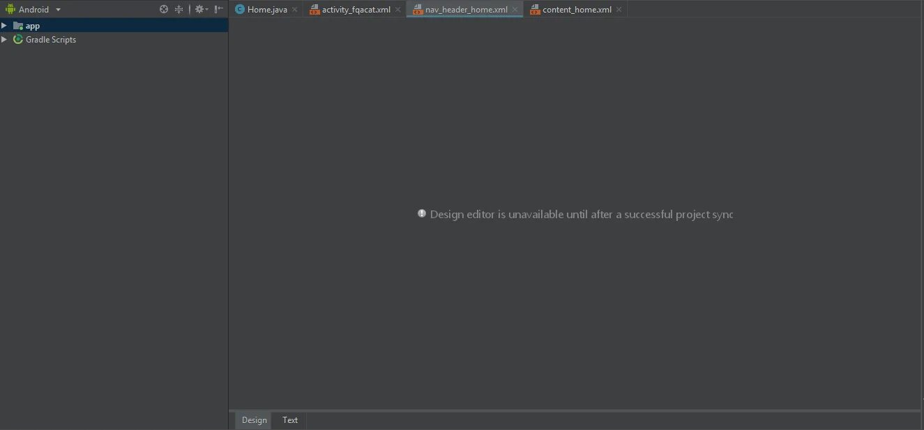 Design Editor is unavailable until after a successful Project sync. Design Editor is unavailable until next gradle sync. Design Editor is unavailable until after a successful Project sync INTELLIJ idea. Design Edit is unavailable until next gradle sync. Android java file