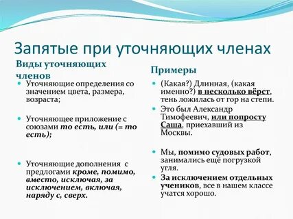 Уточняющее приложение примеры