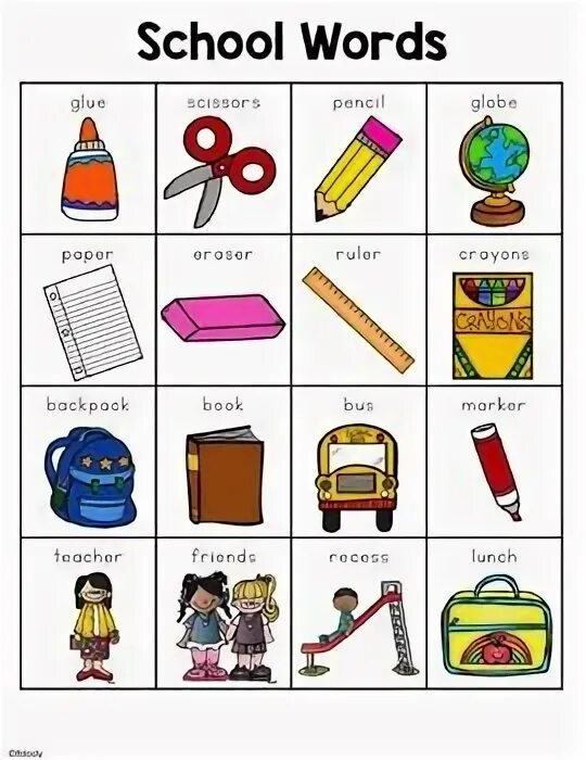 School Words. School things Vocabulary for Kids. School Vocabulary for Kids. School objects Vocabulary.