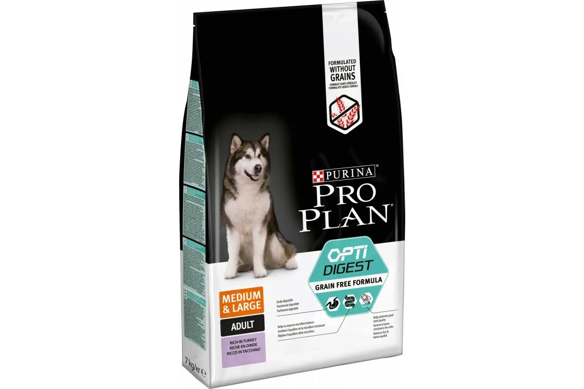 Корм для собак Purina Pro Plan OPTIDIGEST индейка 7 кг. Pro Plan OPTIDIGEST для собак. Пурина Проплан беззерновой для щенков. Pro plan 7 кг