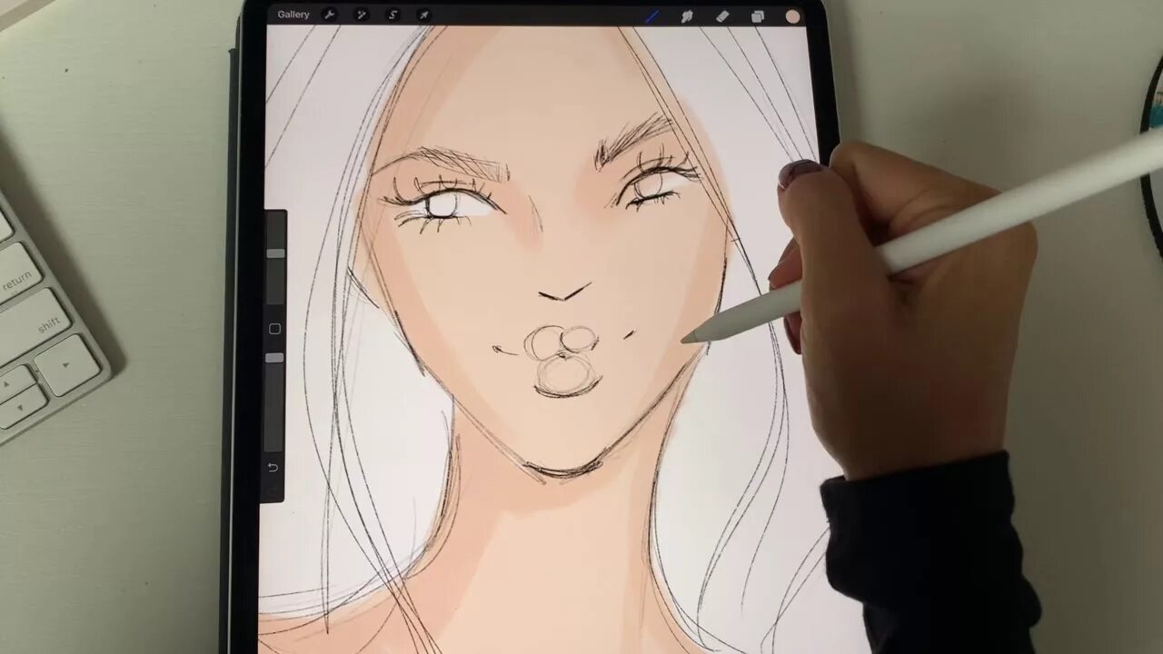 Procreate pencil. Ipad pro procreate. procreate рисунки. простые рисунки в procreate. женский портрет в procreate pencil.