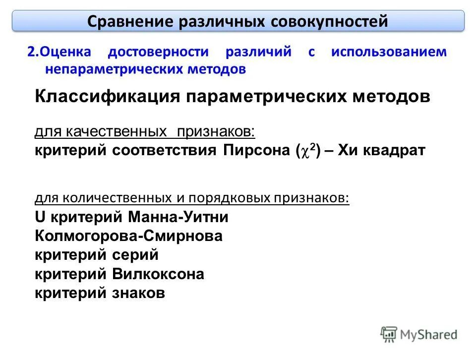 Достоверность различий средних. Классификация статистических методов. Непараметрический критерий для зависимых выборок. Оценка достоверности различий по критерию Стьюдента. Достоверность различий.