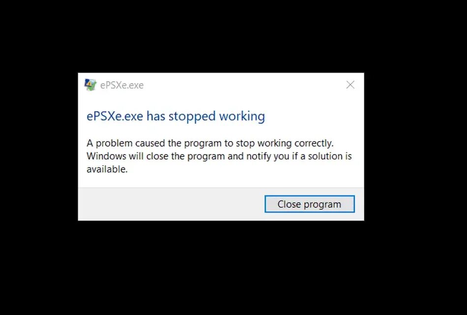 Message exe. Exe stopped working. Exe has stopped working. Has stopped working. Stop working.