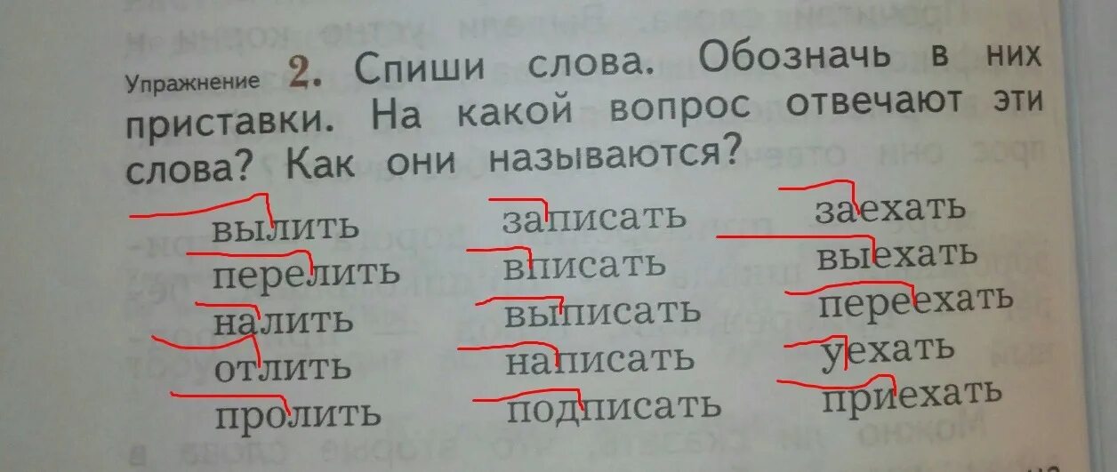 Выделенные слова это ответ. Спиши слова. Слова на вопрос какой. Списать обозначить в слове приставку. Обозначьте в словах приставку..