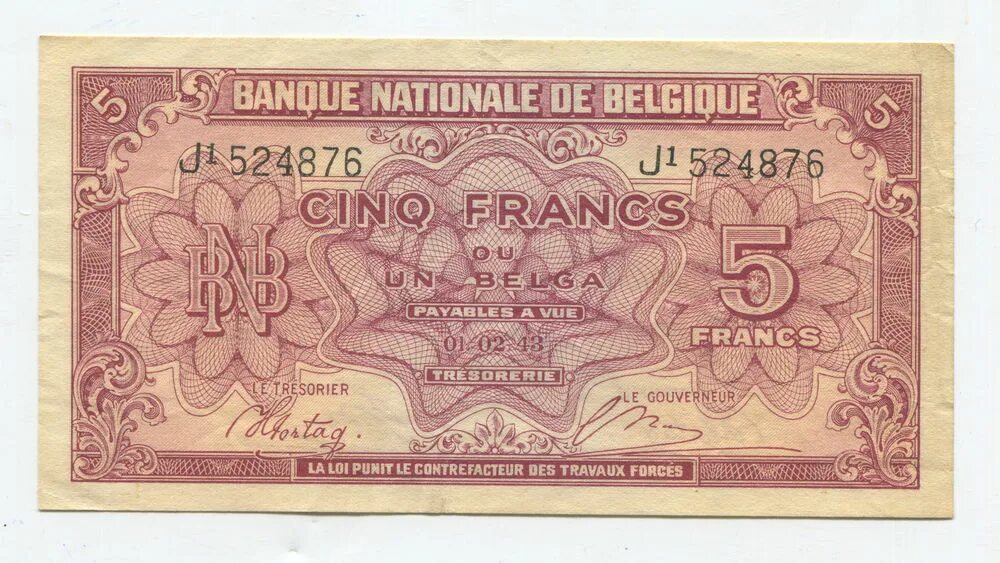 Купюры мм. 5 Франков 1943. Бельгийский Франк. 5 Франков банкнота. 5 Бельгийских франков.