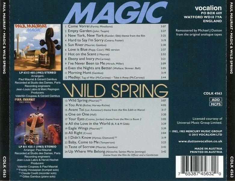 Paul Mauriat Magic 1982. Paul Mauriat CD. Paul Mauriat Wild Spring 1983. Paul Mauriat and his Orchestra – Mauriat Magic.