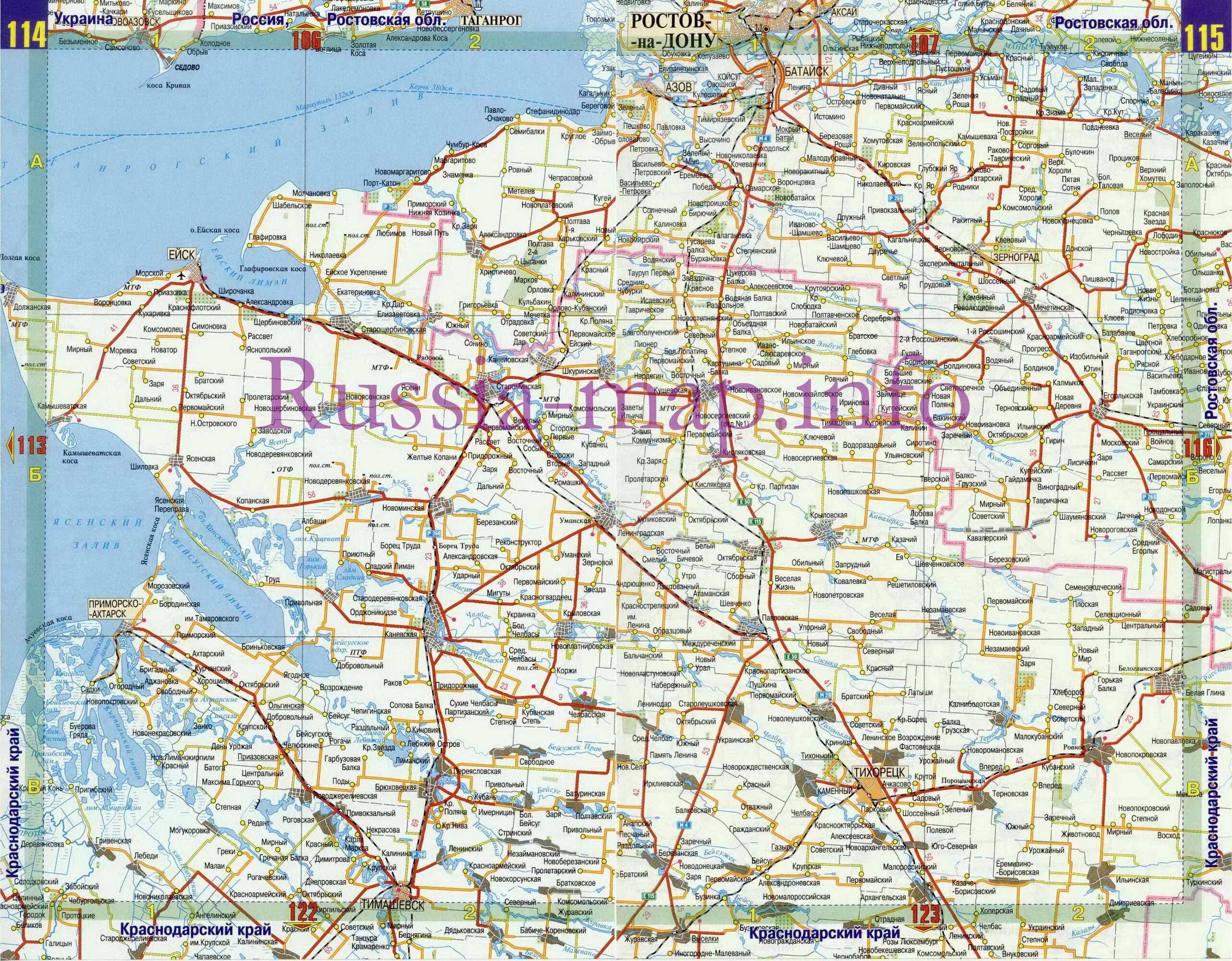 Ростовская область с дорогами подробная