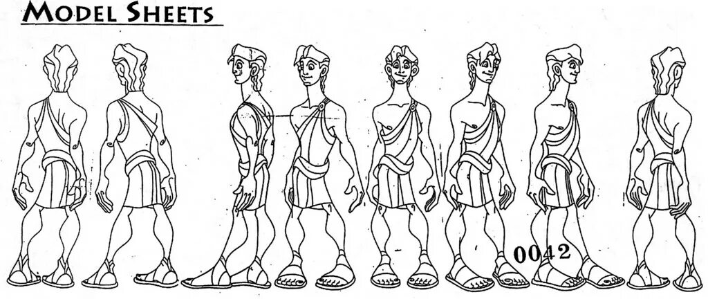 Model Sheet Дисней. Геркулес концепт арты. Концепты персонажей с разных ракурсов.