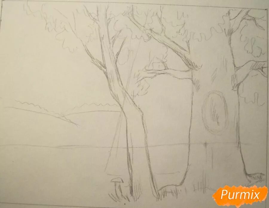 Лёгкие рисунки на тему осень карандашом. Осенний пейзаж рисунок карандашом. Рисунок осень 2 класс. Рисунок осень. Поэтапное рисование карандашом осеннего пейзажа.