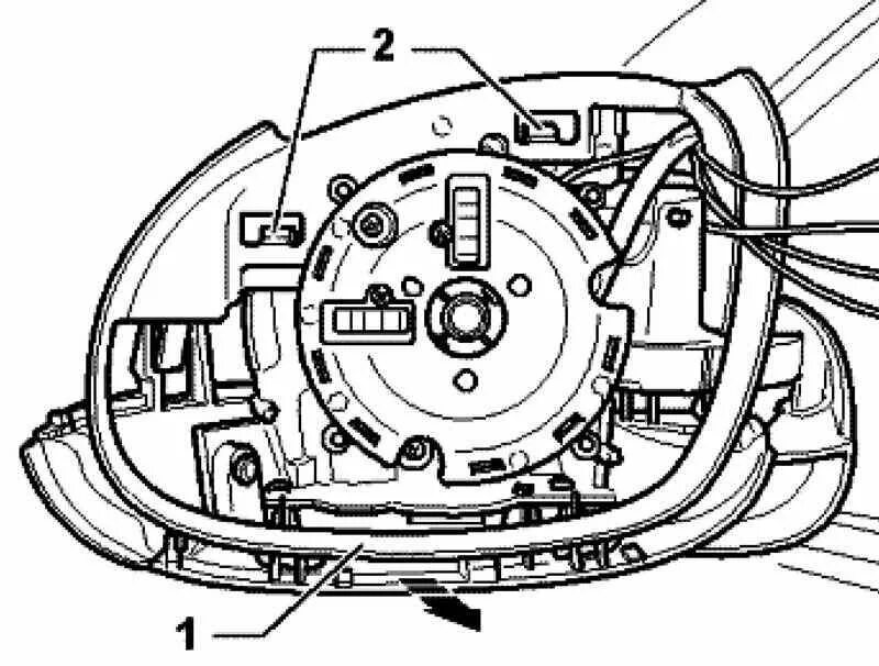 Схема зеркала VW Passat b6. Привод зеркала Passat b6. Пружинный фиксатор указателя поворота Passat b5.