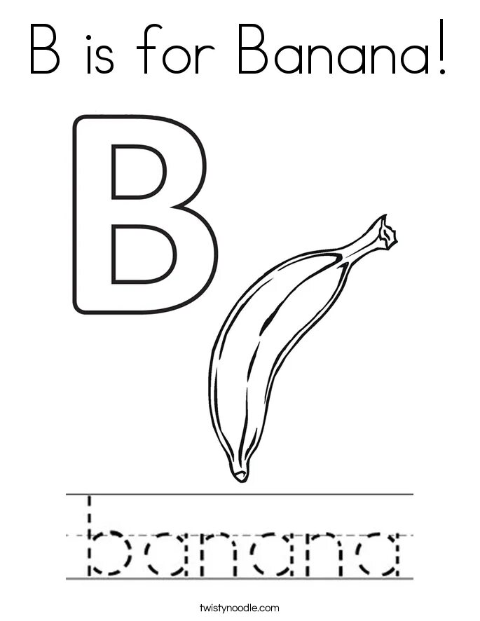 Как будет по английски банан. Раскраска на английском для детей. Английская буква b. Банан раскраска для детей. Letter b for Kids.