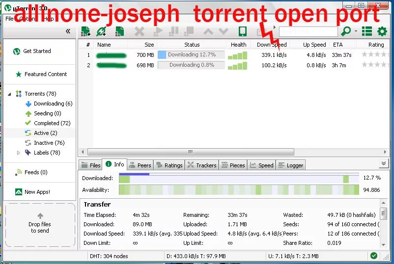 Open torrents. Open torrents