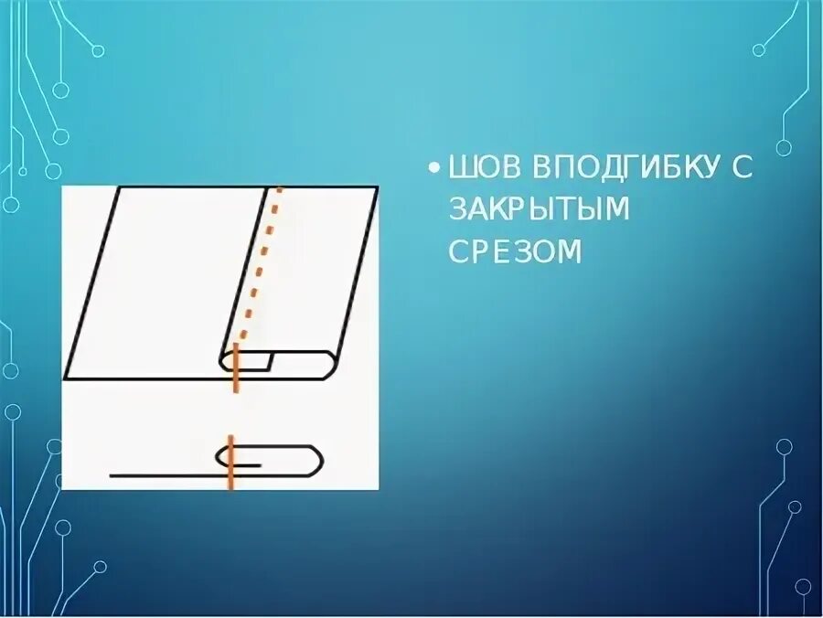 Шов вподгибку с закрытым срезом. Шов вподгибку с закрытым срезом схема. Обработка низа.шов в подгибку с закрытым срезом.. Шов подгиб с закрытым срезом. Швы для фартука