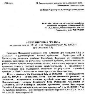 Апелляция как пишется правильно образец