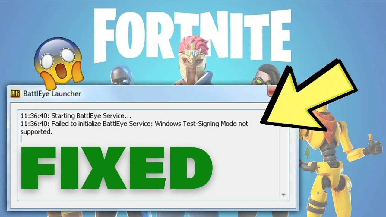 Battleye failed. Failed to initialize BATTLEYE service: Windows Test-signing Mode not supported.. Windows Testing Mode not supported. BATTLEYE Launcher starting BATTLEYE service. BATTLEYE Windows Test-signing Mode not supported.