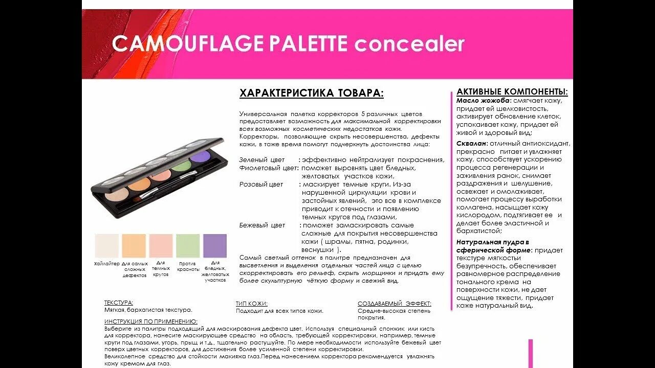 Инструкцию применения корректоров