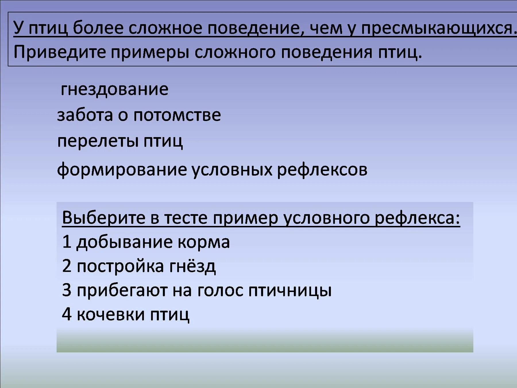 Примеры сложного поведения птиц. Сложное поведение птиц. Приведите примеры сложного поведения рептилий.. 2.Приведите примеры сложного поведения птиц.. Особенности строения птиц черты приспособленности к полету