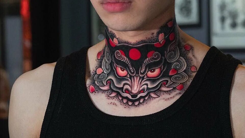 Японское тату на шее. Тату на шее. японские тату на шее. тату на всю шею. татуировки на шее для мужчин.