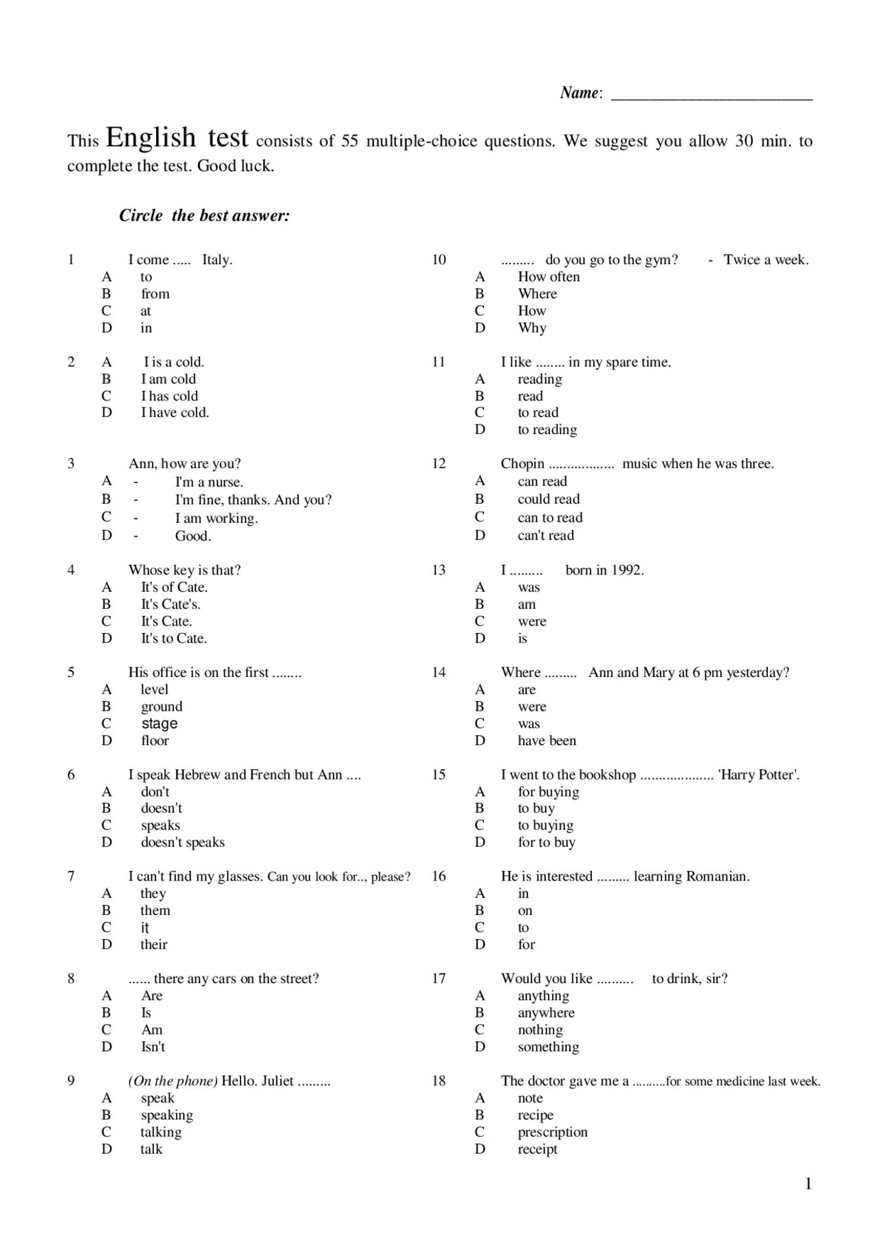 Multiple choice questions test. Test questions ответы. this english test consists of 55 multiple choice ответы. english placement test.