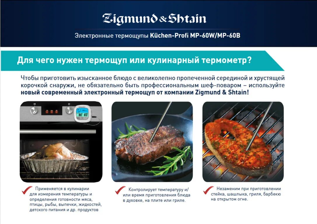 Температура готовности индейки. Zigmund & Shtain MP-60 B черный. Температурная шкала готовности мяса. Термощуп для мяса температура готовности. Современный термощуп.