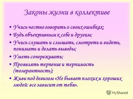 Закон жизни коллектива