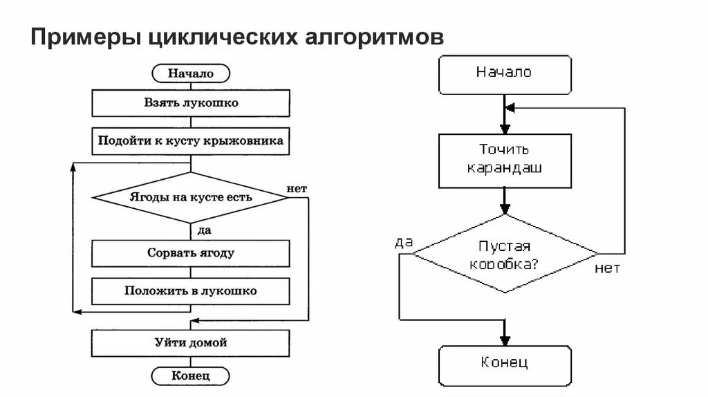 Пример циклического алгоритма из литературного. Циклический алгоритм. Циклический алгоритм примеры. Циклический алгоритм блок схема. Цикличный алгоритм примеры.