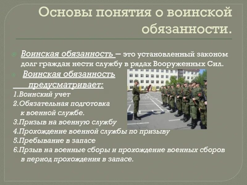 Воинская обязанность. Военная служба. Воинские обязанности военнослужащего. Воинская обязанность граждан. О внесении изменений о воинской обязанности