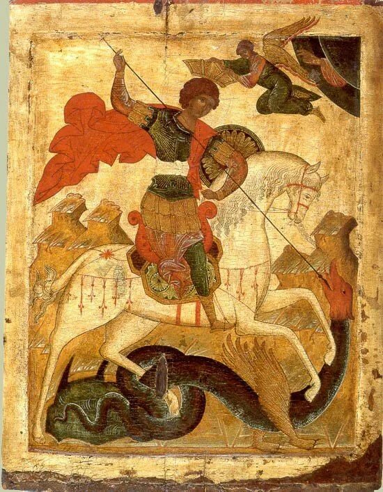 Икона 16 апреля. Чудо Георгия о змие 16 век.