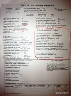Получить карточку транспортного средства