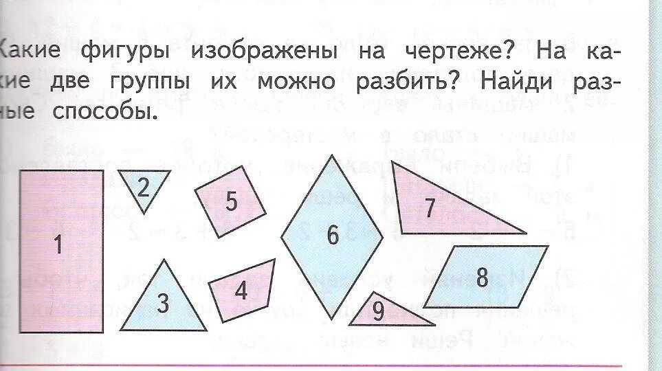 Фигуры изображены. Какие фигуры изображены на чертеже. какие фигуры изображены на чертеже на чертеже. какие фигуры изображены на чертеже на какие две группы. разбей фигуры на группы разными способами.
