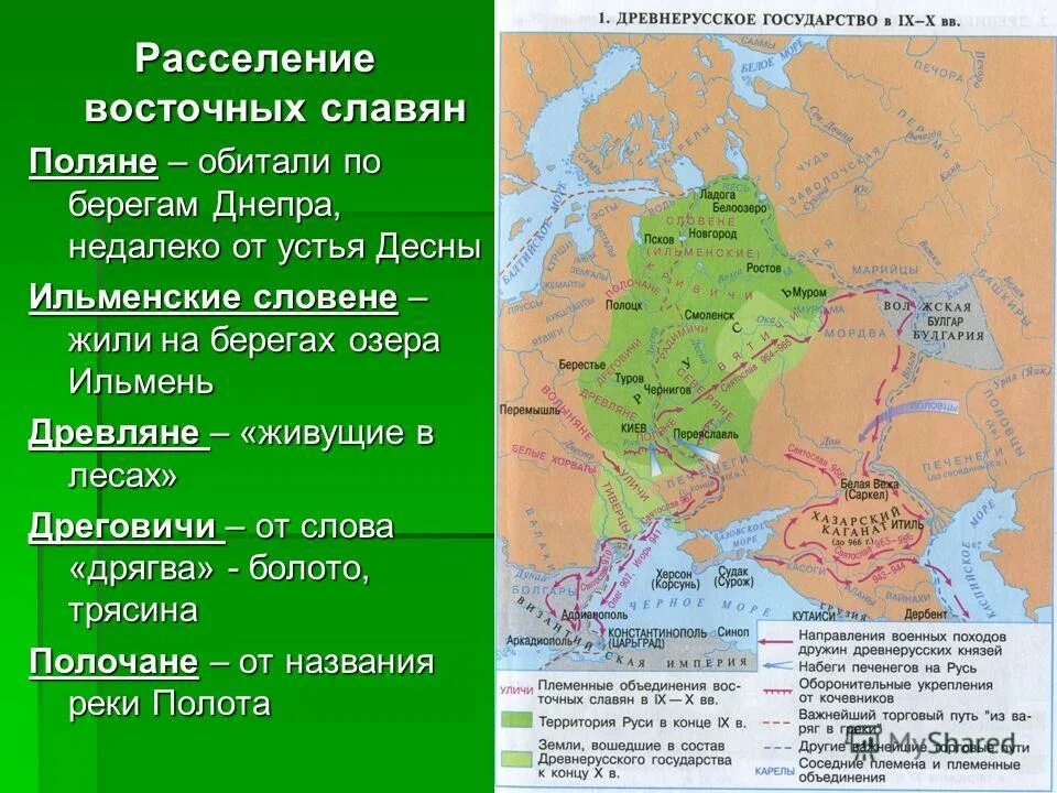 Расселение восточнославянских союзов. Территория расселения восточных славян. Расселение племен восточных славян. Расселение древних славян 4 класс. Племенные объединения восточных славян в IX-X ВВ. На карте.