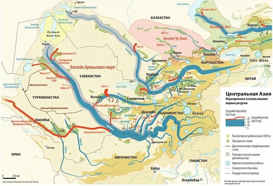 Реки азии список. Узбекистан водные ресурсы карта. Трансграничные реки центральной Азии. Карта центральной Азии Амударья. Карта рек центральной Азии.