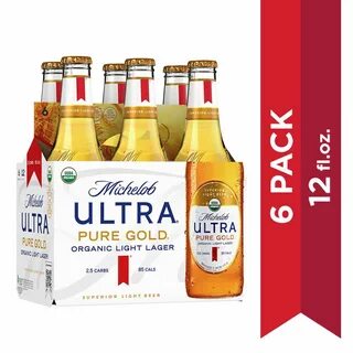 Michelob Ultra Pure Gold Organic Light Lager, 6 Pack Beer, 12 FL OZ 