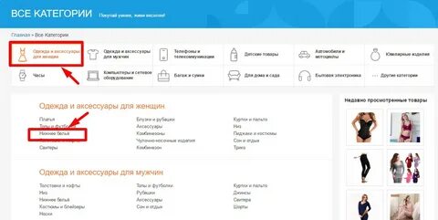 Категории товаров одежды