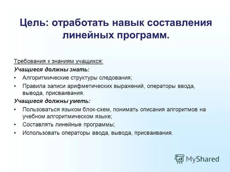 Правила записи программ. Правила записи программ