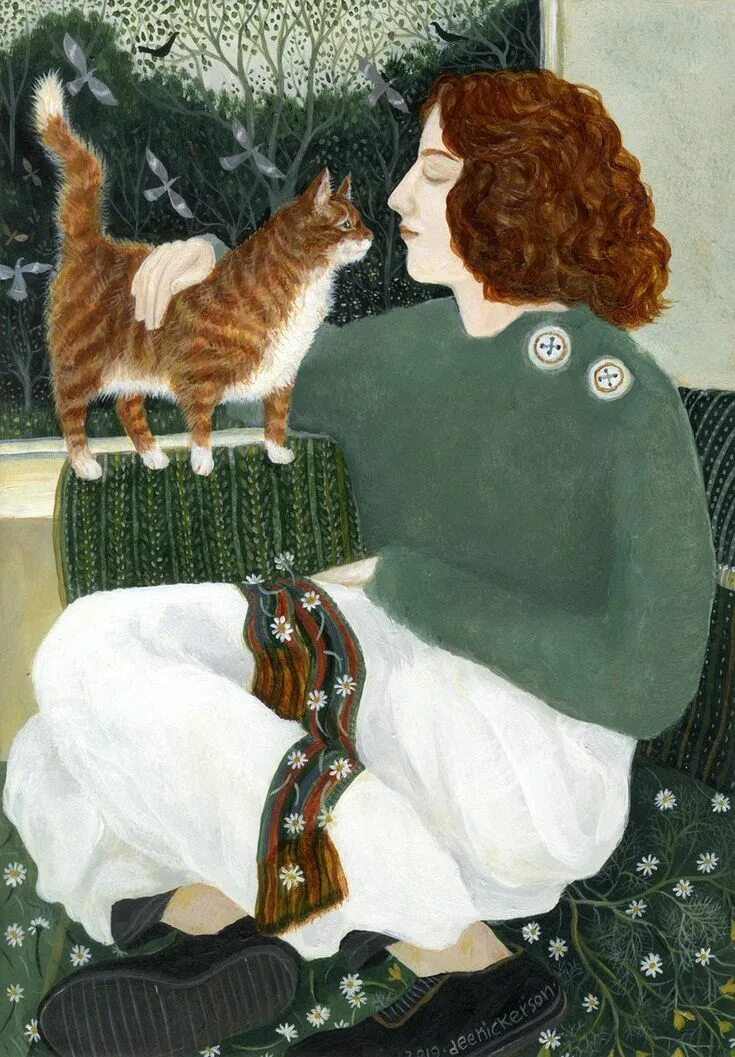 Nicks cat. Художница ди Никерсон. Dee Nickerson художник. Современная английская художница ди Никерсон (Dee Nickerson). Женщина и кошка в живописи.