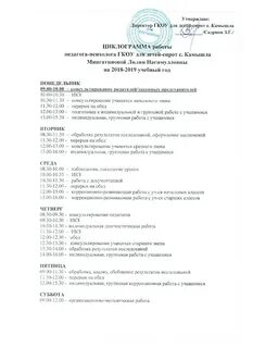Циклограмма педагога психолога в школе