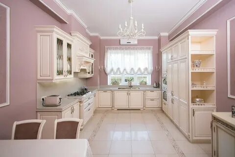 Розово бежевая кухня
