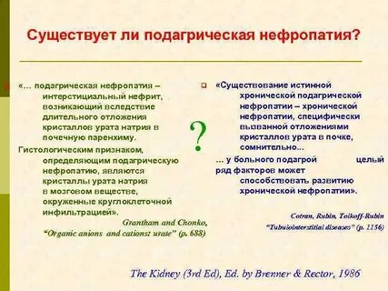Поражение почек при подагре