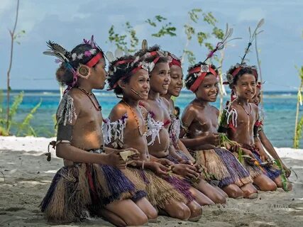 Young girl dancers, Kitava Island, Trobriand Islands, PNG 