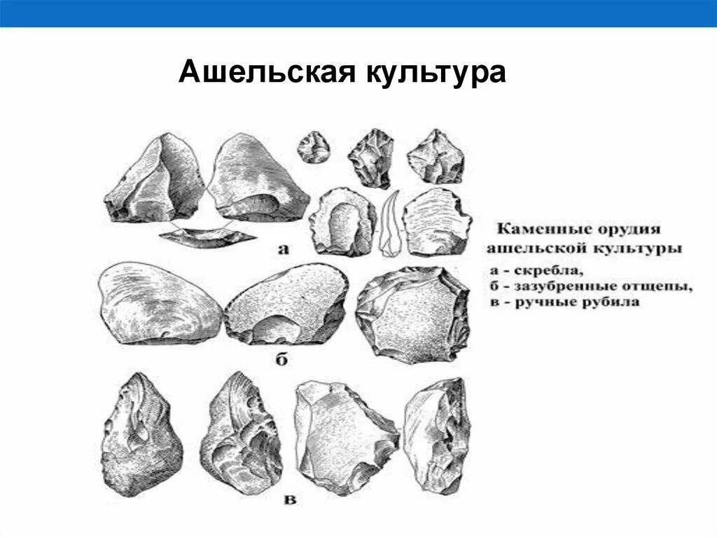Рассмотрите изображение каменных орудий древних