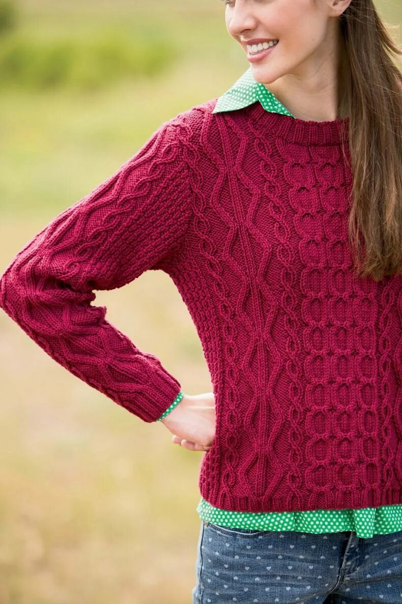 Джемпер Bread Basket, Interweave Knits Winter 2014.. Свитер спицами. Узор для свитера. Кофта спицами для женщин