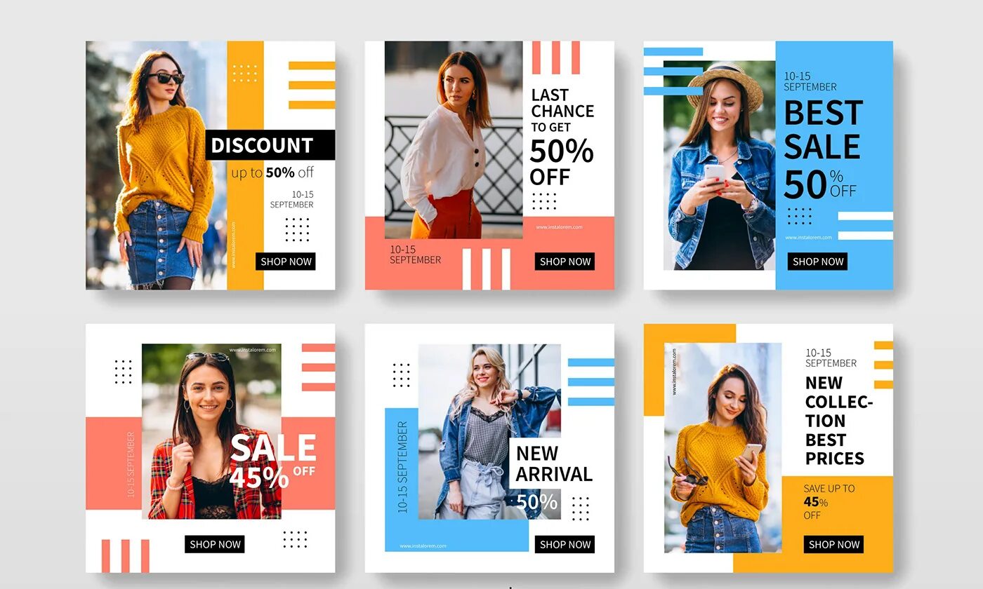 Instagram Post Template. Women's Thrift Store banner Template. Multiple product Post Template.