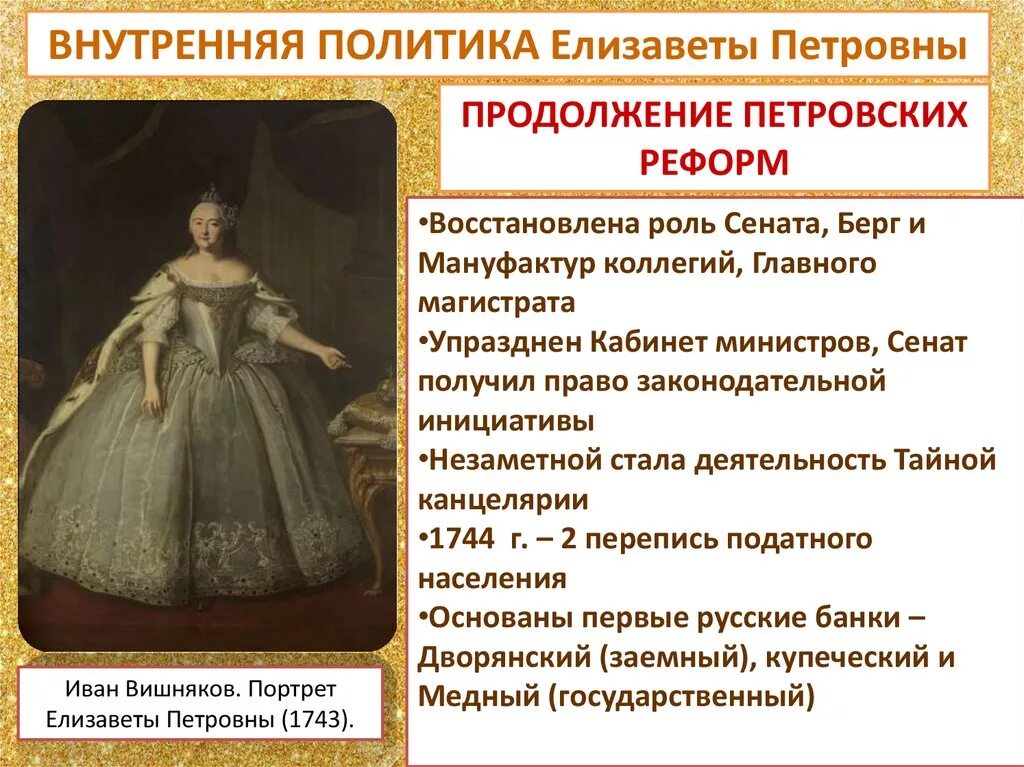 Проводимая политика екатерины 1. Внутренняя политика Елизаветы Петровны 1741-1761. Реформы Елизаветы Петровны 1741-1761.