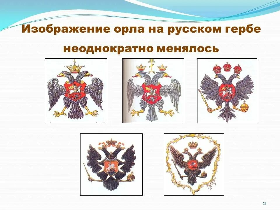 Проект герб россии 6 класс. Изображение орла на русском гербе неоднократно менялось.. Первый герб России. Изображение орла на гербе. 525 Лет российскому гербу.